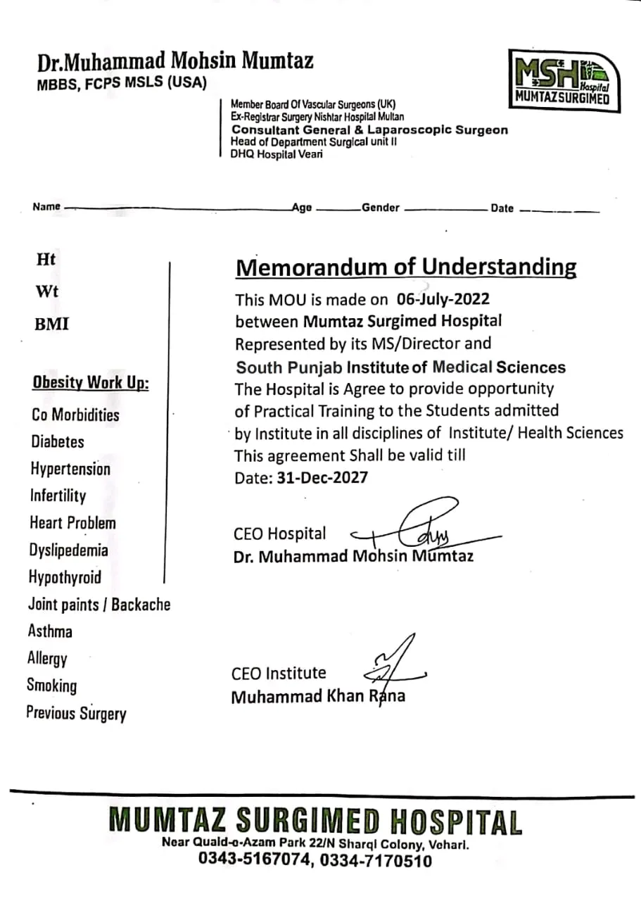 Preview of Memorandum of Understanding - Mumtaz Surgimed
